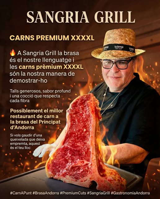 À La Sangria Grill en Andorre, nous ne travaillons qu'avec des viandes premium des meilleures races bovines sélectionnées pour leur marbrure exceptionnelle et leur maturation parfaite.